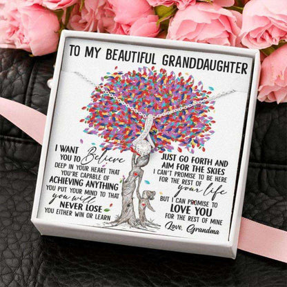 Granddaughter Necklace, To My Beautiful Granddaughter Necklace Gift I Want You To Believe Deep In Your Heart Love Grandma Gifts For Daughter Rakva