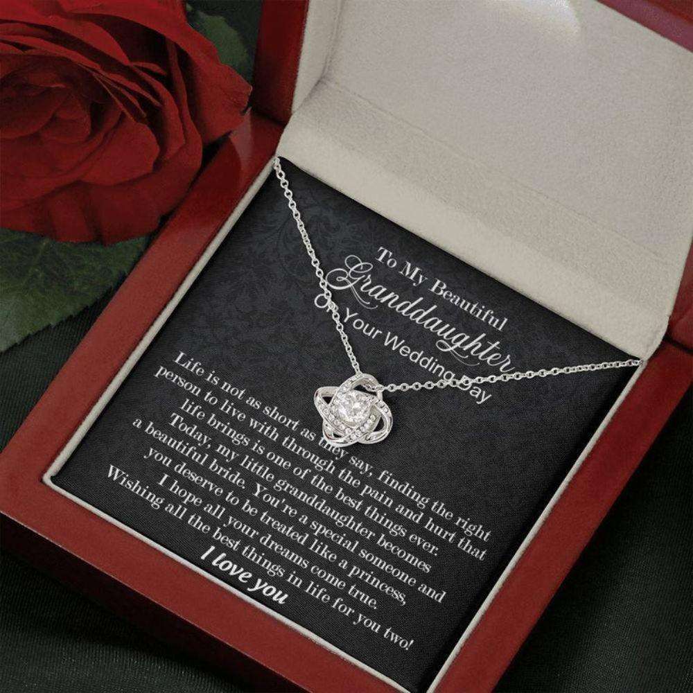 Granddaughter Necklace, To My Beautiful Granddaughter Wedding Day Necklace, To Bride From Grandma Grandpa Gifts For Daughter Rakva