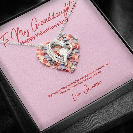 Granddaughter Necklace, To My Granddaughter From Grandma Valentine’S Day Forever Love Necklace Gifts For Daughter Rakva