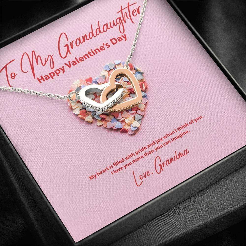 Granddaughter Necklace, To My Granddaughter From Grandma Valentine’S Day Interlocking Hearts Necklace Gifts For Daughter Rakva