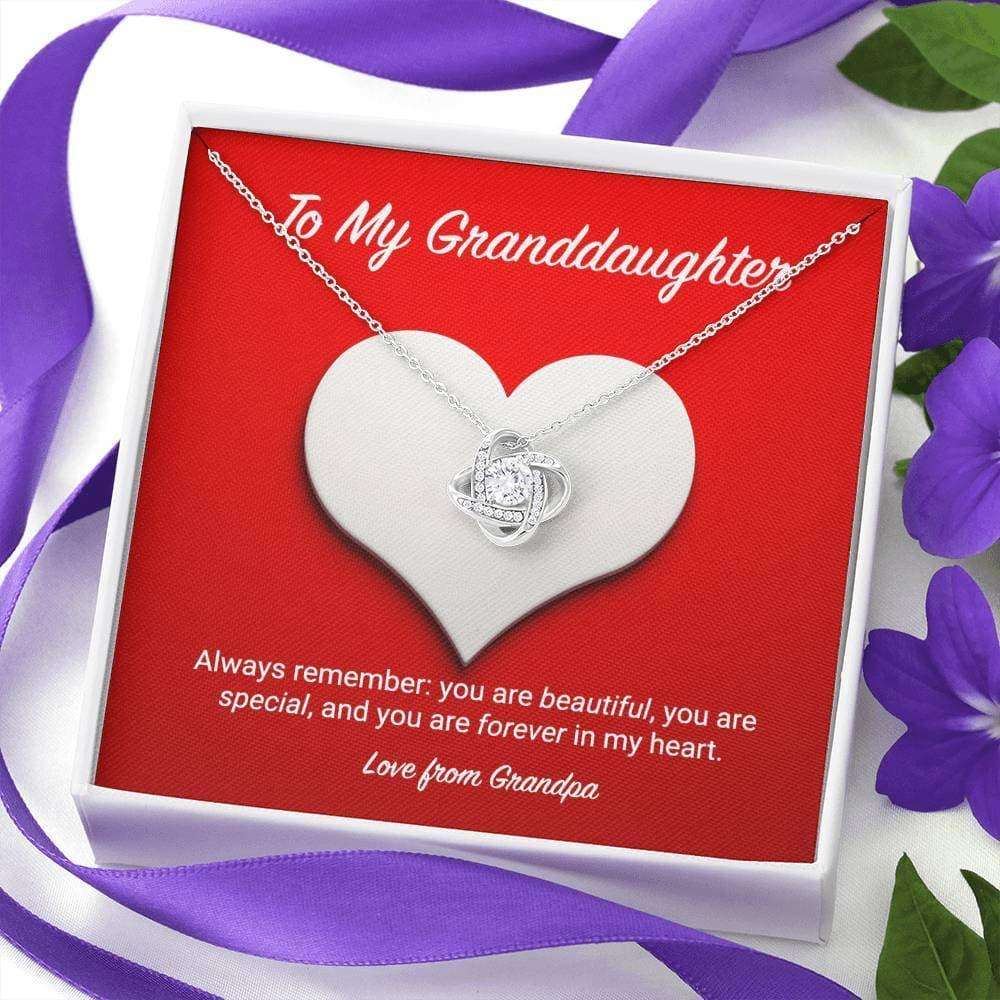 Granddaughter Necklace, To My Granddaughter From Grandpa Love Knot Necklace Gifts For Daughter Rakva