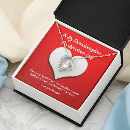 Granddaughter Necklace, To My Granddaughter From Grandpa Valentine’S Day Forever Love Necklace Gifts For Daughter Rakva