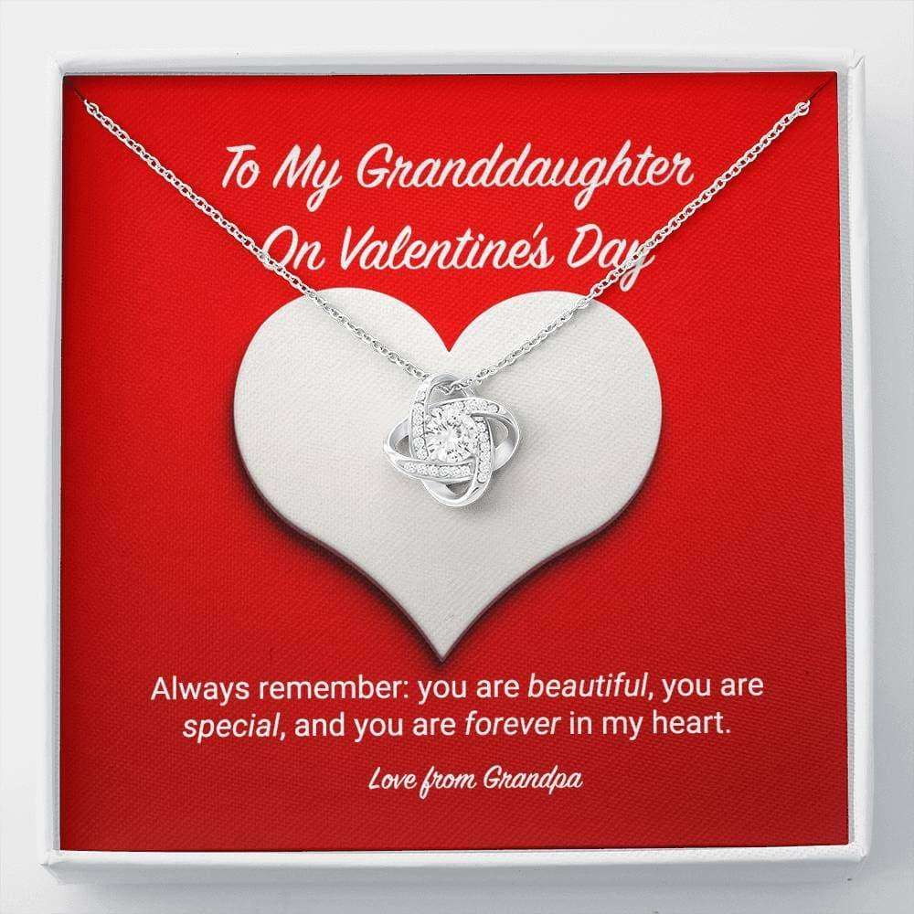 Granddaughter Necklace, To My Granddaughter From Grandpa Valentine’S Day Love Knot Necklace Gifts For Daughter Rakva