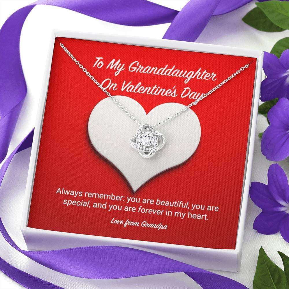 Granddaughter Necklace, To My Granddaughter From Grandpa Valentine’S Day Love Knot Necklace Gifts For Daughter Rakva