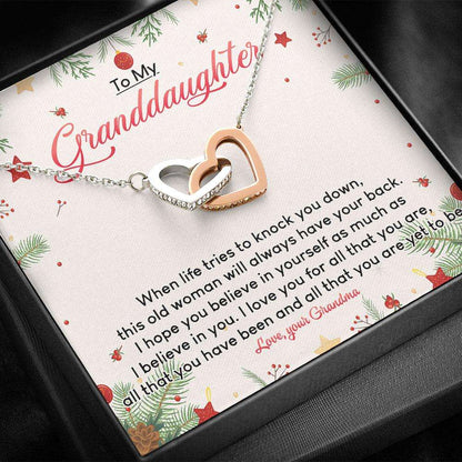 Granddaughter Necklace, To My Granddaughter “ Interlocking Hearts Necklace V2 Gifts For Daughter Rakva