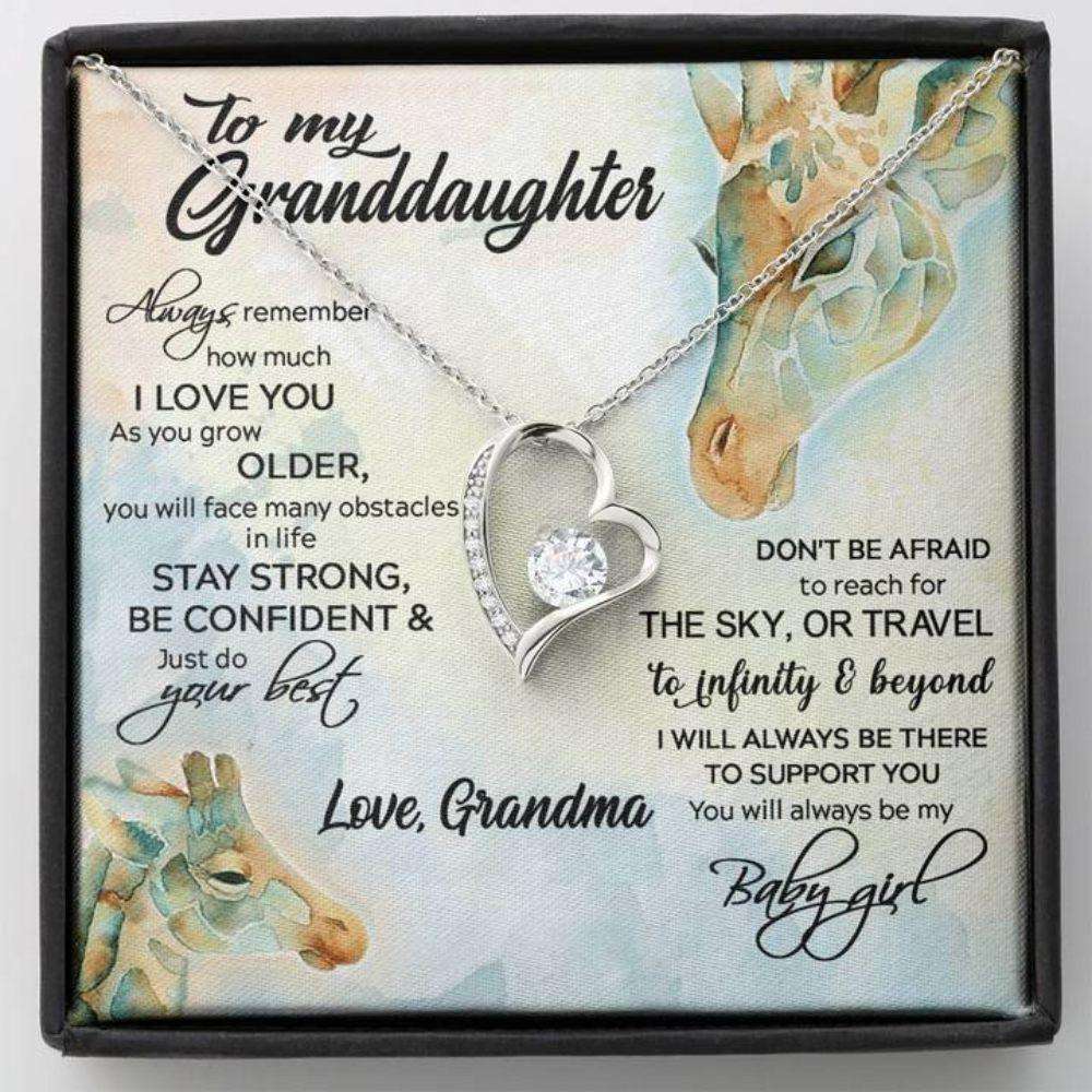 Granddaughter Necklace, To My Granddaughter Necklace “ Stay Strong Be Confident “ Gift From Grandma Giraffe Gifts For Daughter Rakva