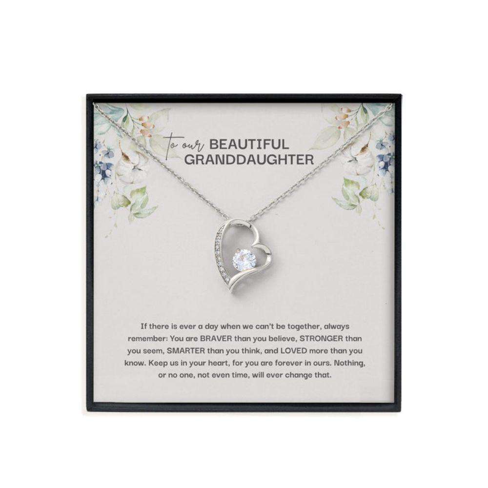 Granddaughter Necklace, To Our Granddaughter Sentimental Message Card Necklace Gift For Bride Rakva