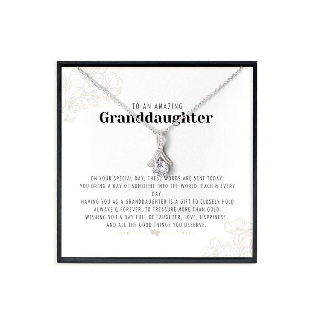 Granddaughter Necklace,Gift From Grandparents To Granddaughter, Meaningful Happy Birthday Message Card Necklace Gifts For Daughter Rakva