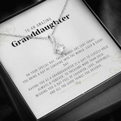 Granddaughter Necklace,Gift From Grandparents To Granddaughter, Meaningful Happy Birthday Message Card Necklace Gifts For Daughter Rakva