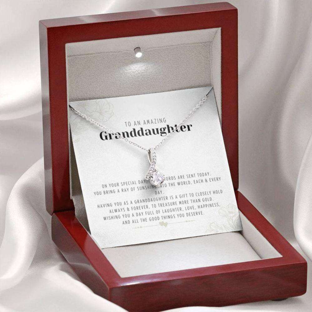 Granddaughter Necklace,Gift From Grandparents To Granddaughter, Meaningful Happy Birthday Message Card Necklace Gifts For Daughter Rakva