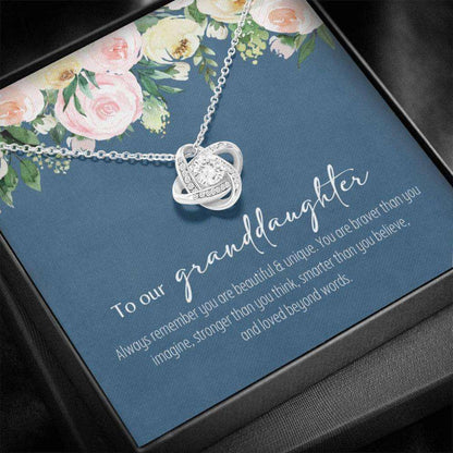 Granddaughter Necklace,To Our Granddaughter, Stronger Than You Think Inspirational Jewelry Gift Necklace Gifts For Daughter Rakva