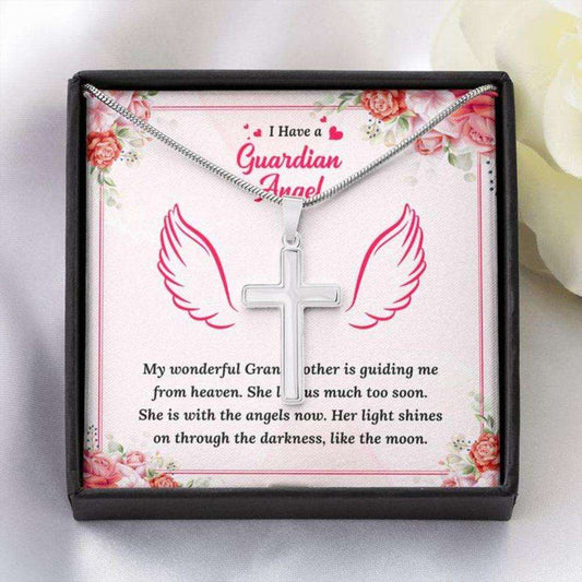 Grandmother Guardian Angel Necklace “ In Memory Of Grandmother “ Forever Faithful Cross Necklace Gifts for Grandmother Rakva