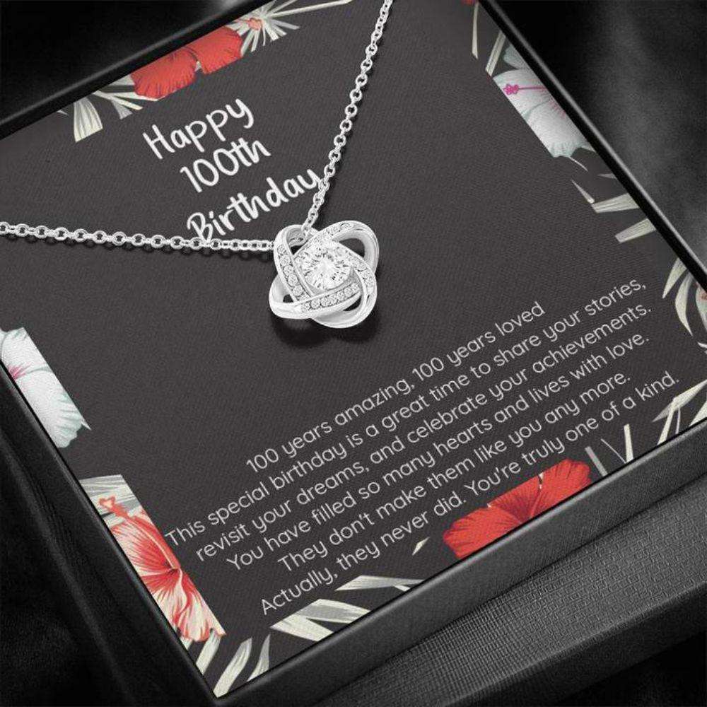 Grandmother Necklace, 100Th Birthday, 100 Amazing Years! Cz Knot Pendant Necklace Gifts for Grandmother Rakva