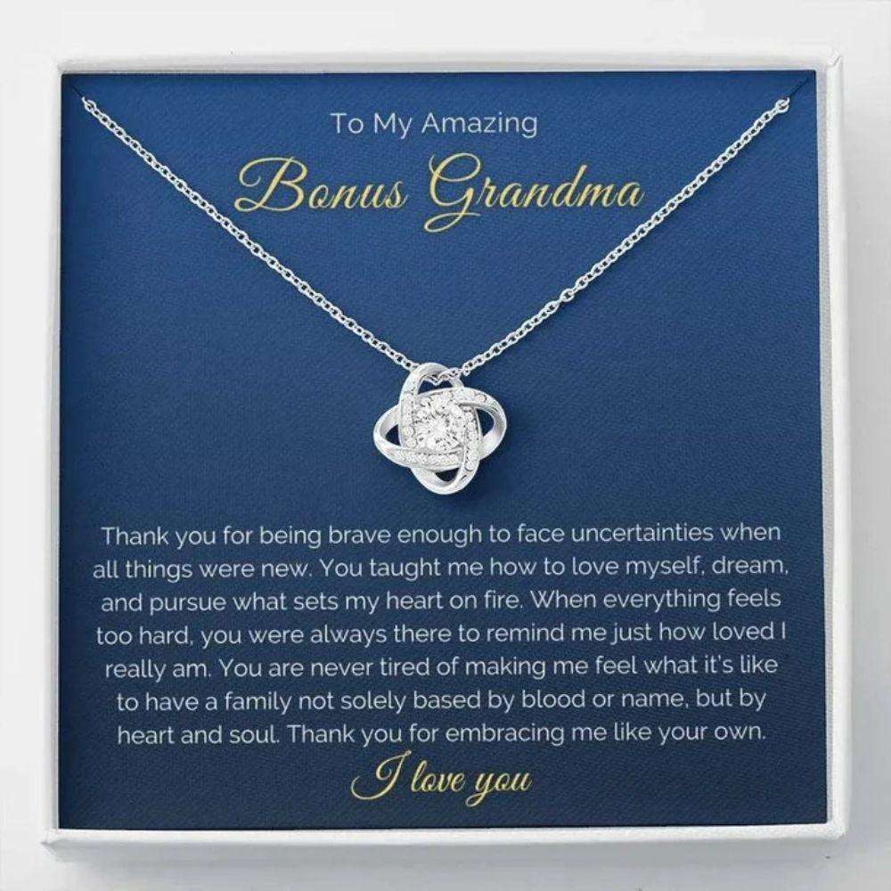 Grandmother Necklace, Bonus Grandma Necklace Gift Step Grandmother Jewelry For Mother’S Day, Message Card To Step Grandma Step Nana Gifts for Grandmother Rakva