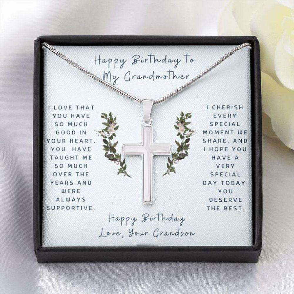 Grandmother Necklace, Cross Necklace To Grandmother From Grandson “ Faithful Cross Necklace “ Gift Necklace Message Card Gifts for Grandmother Rakva