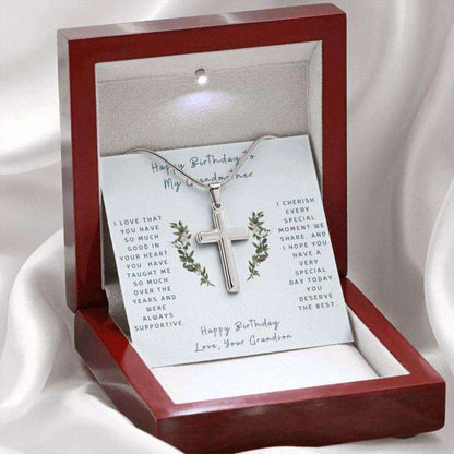 Grandmother Necklace, Cross Necklace To Grandmother From Grandson “ Faithful Cross Necklace “ Gift Necklace Message Card Gifts for Grandmother Rakva