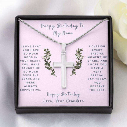 Grandmother Necklace, Cross Necklace To Nana From Grandson “ Faithful Cross Necklace “ Gift Necklace Message Card Gifts for Grandmother Rakva