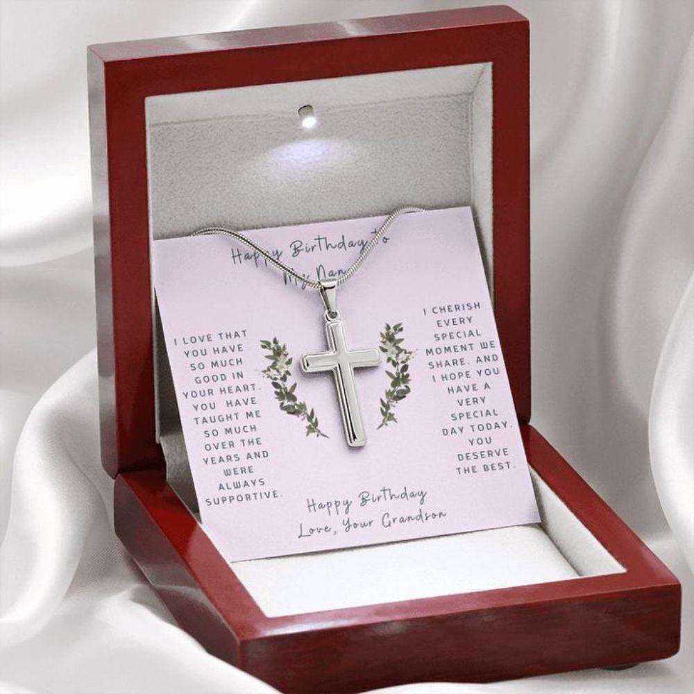 Grandmother Necklace, Cross Necklace To Nana From Grandson “ Faithful Cross Necklace “ Gift Necklace Message Card Gifts for Grandmother Rakva