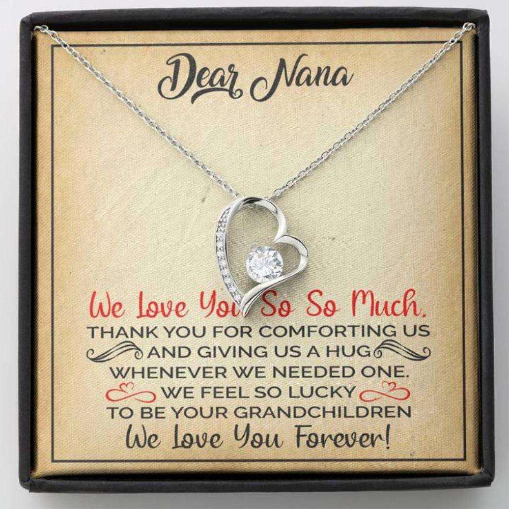 Grandmother Necklace, Dear Nana Œhug” Heart Necklace Gift From Granddaughter Grandson Gifts For Daughter Rakva