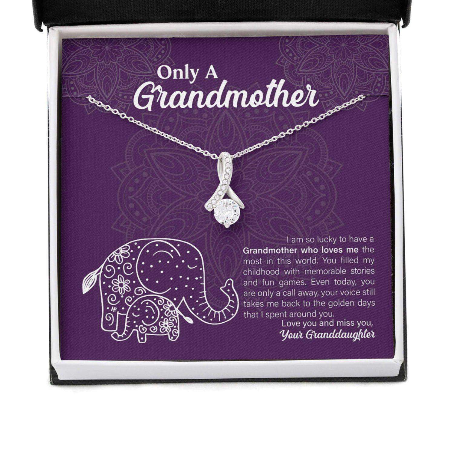 Grandmother Necklace, Gift For Mother’S Day From Granddaughter, Elephant Message Card Beauty Necklace Gifts For Daughter Rakva