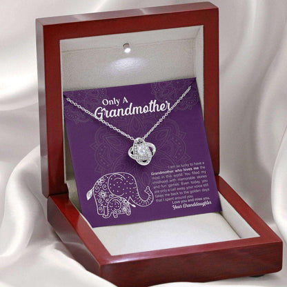 Grandmother Necklace, Gift For Mother’S Day From Granddaughter, Elephant Message Card Love Knot Necklace Gifts For Daughter Rakva