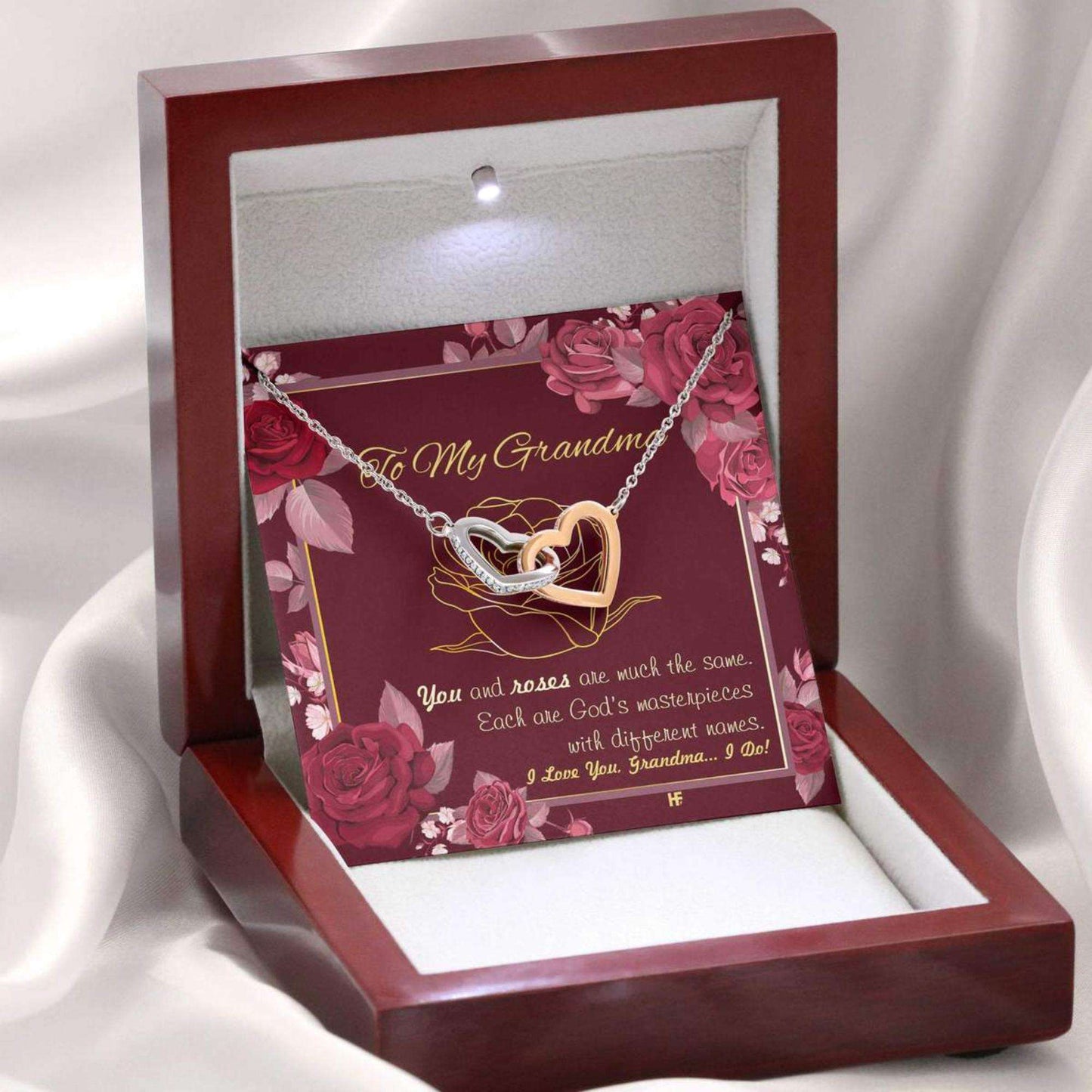 Grandmother Necklace, Gift For Your Grandma With Roses Interlocking Hearts Necklaces Gifts for Grandmother Rakva