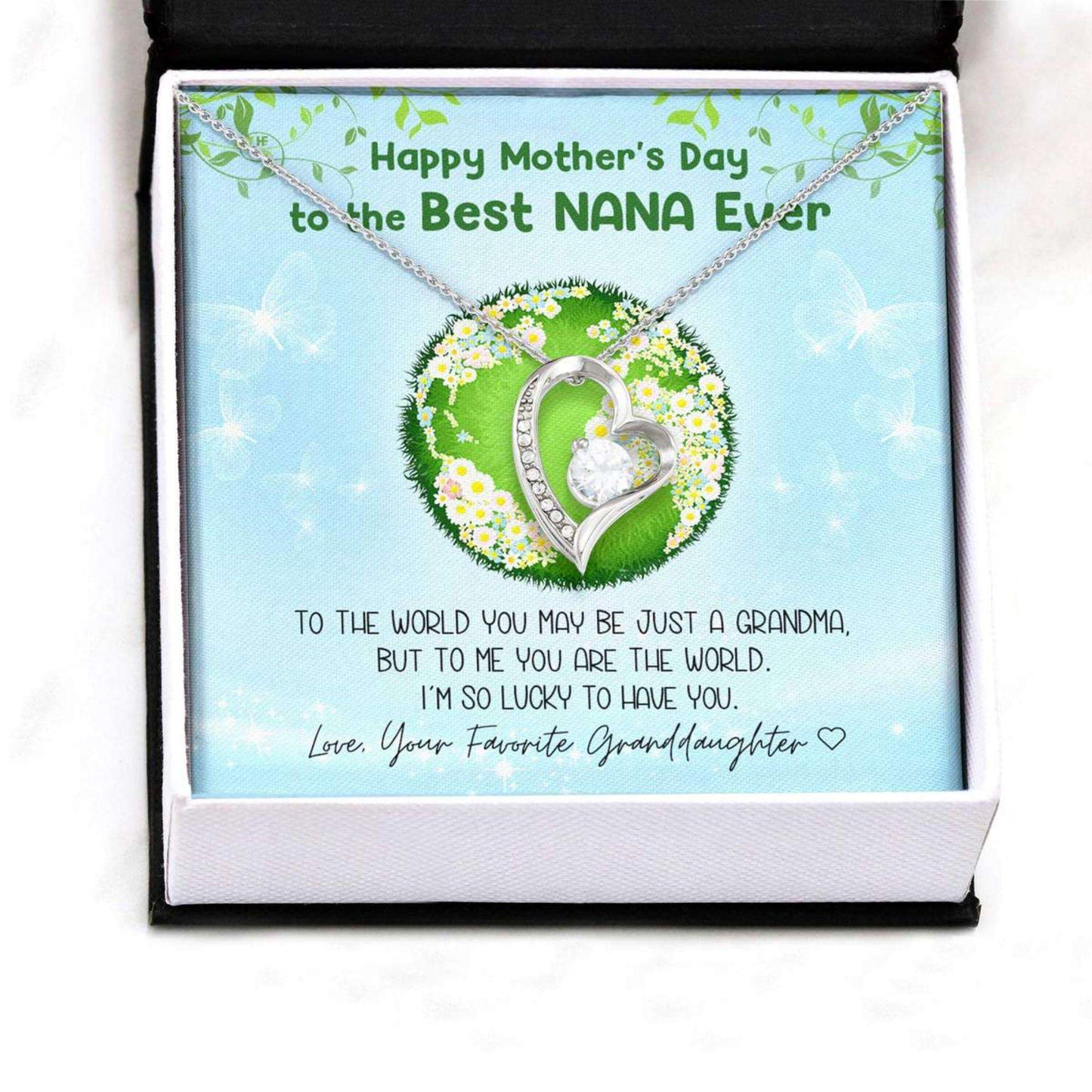 Grandmother Necklace, Gift For Your Nana Who Means The World To You On Mother’S Day Forever Love Necklaces Gifts for Grandmother Rakva