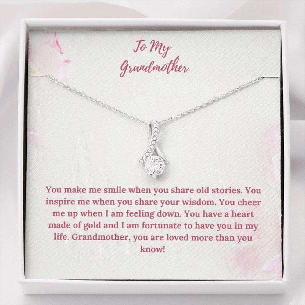 Grandmother Necklace “ Gift To Grandma “ Necklace With Message Card To Grandma Pink Flowers Beauty Necklace Gifts for Grandmother Rakva