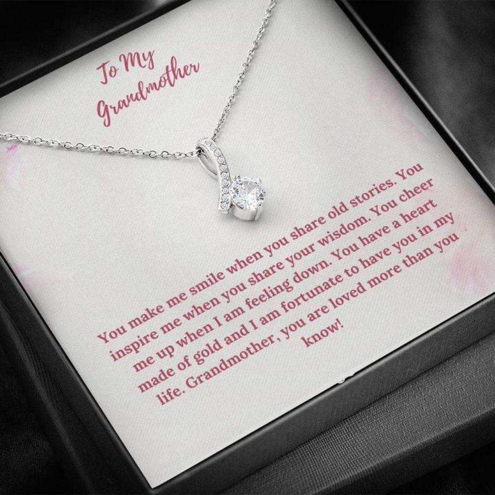 Grandmother Necklace “ Gift To Grandma “ Necklace With Message Card To Grandma Pink Flowers Beauty Necklace Gifts for Grandmother Rakva