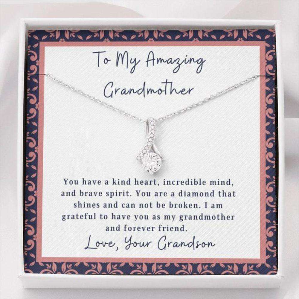 Grandmother Necklace “ Gift To Grandma “ Necklace With Message Card To Grandmother From Grandson Gifts for Grandmother Rakva