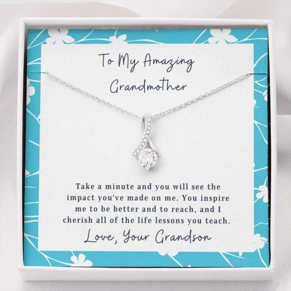 Grandmother Necklace “ Gift To Grandma “ Necklace With Message Card To Grandmother From Grandson “ Impact Gifts for Grandmother Rakva