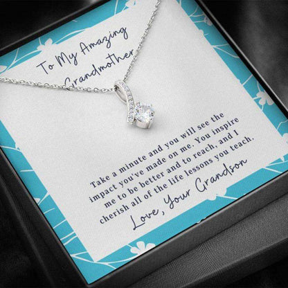 Grandmother Necklace “ Gift To Grandma “ Necklace With Message Card To Grandmother From Grandson “ Impact Gifts for Grandmother Rakva