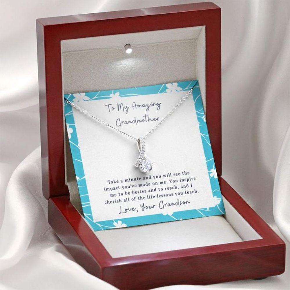 Grandmother Necklace “ Gift To Grandma “ Necklace With Message Card To Grandmother From Grandson “ Impact Gifts for Grandmother Rakva