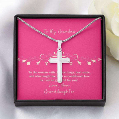 Grandmother Necklace, Gift To Grandmother From Granddaughter “ Cross Necklace “ Best Hugs Gifts For Daughter Rakva