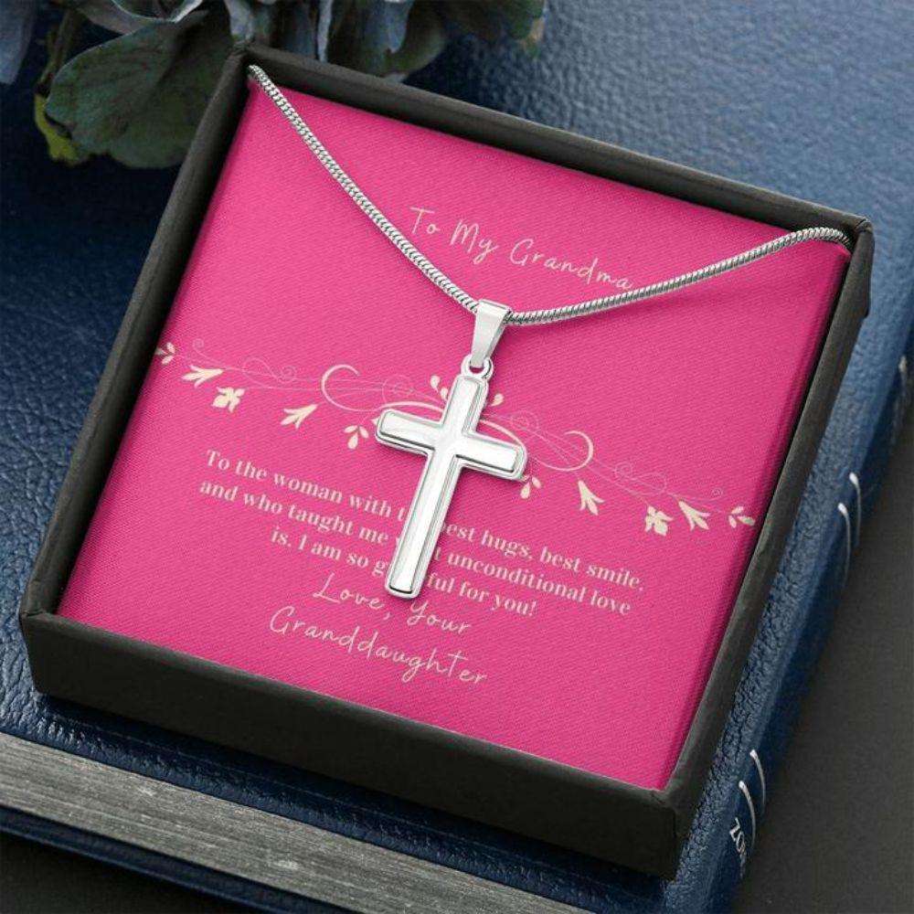 Grandmother Necklace, Gift To Grandmother From Granddaughter “ Cross Necklace “ Best Hugs Gifts For Daughter Rakva