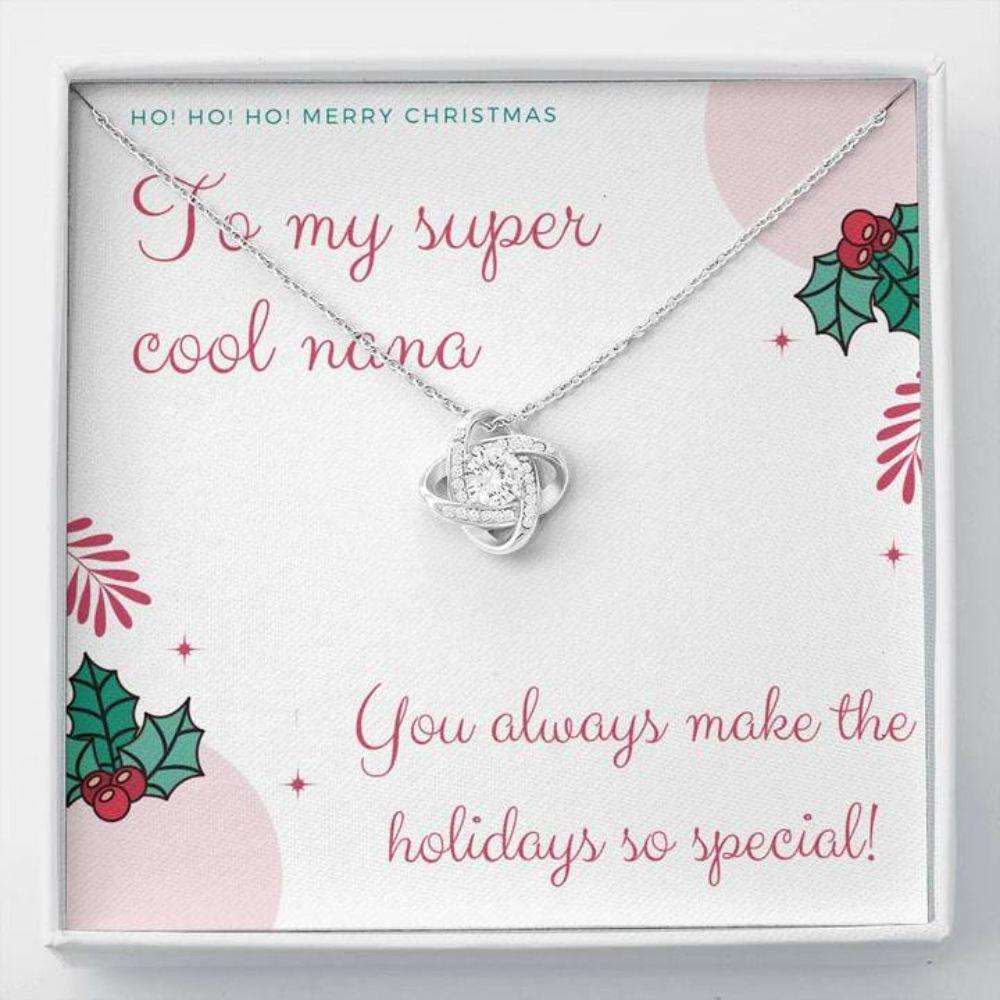 Grandmother Necklace “ Gift To Grandmother “ Happy Holidays To My Cool Nana Love Knot Necklace Gifts for Grandmother Rakva