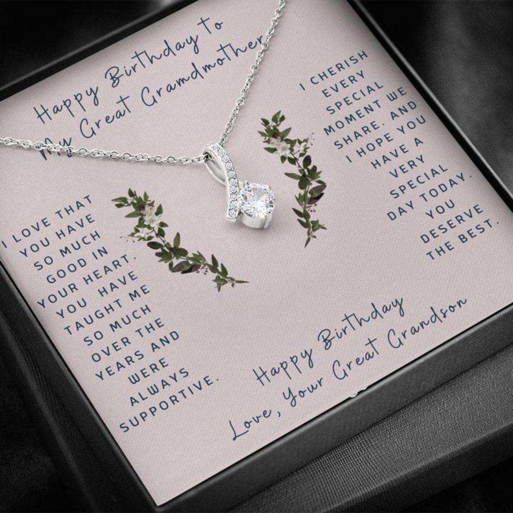 Grandmother Necklace, Gift To Great Grandmother “ Gift Necklace Message Card “ Birthday “ To Great Grandmother Gifts for Grandmother Rakva