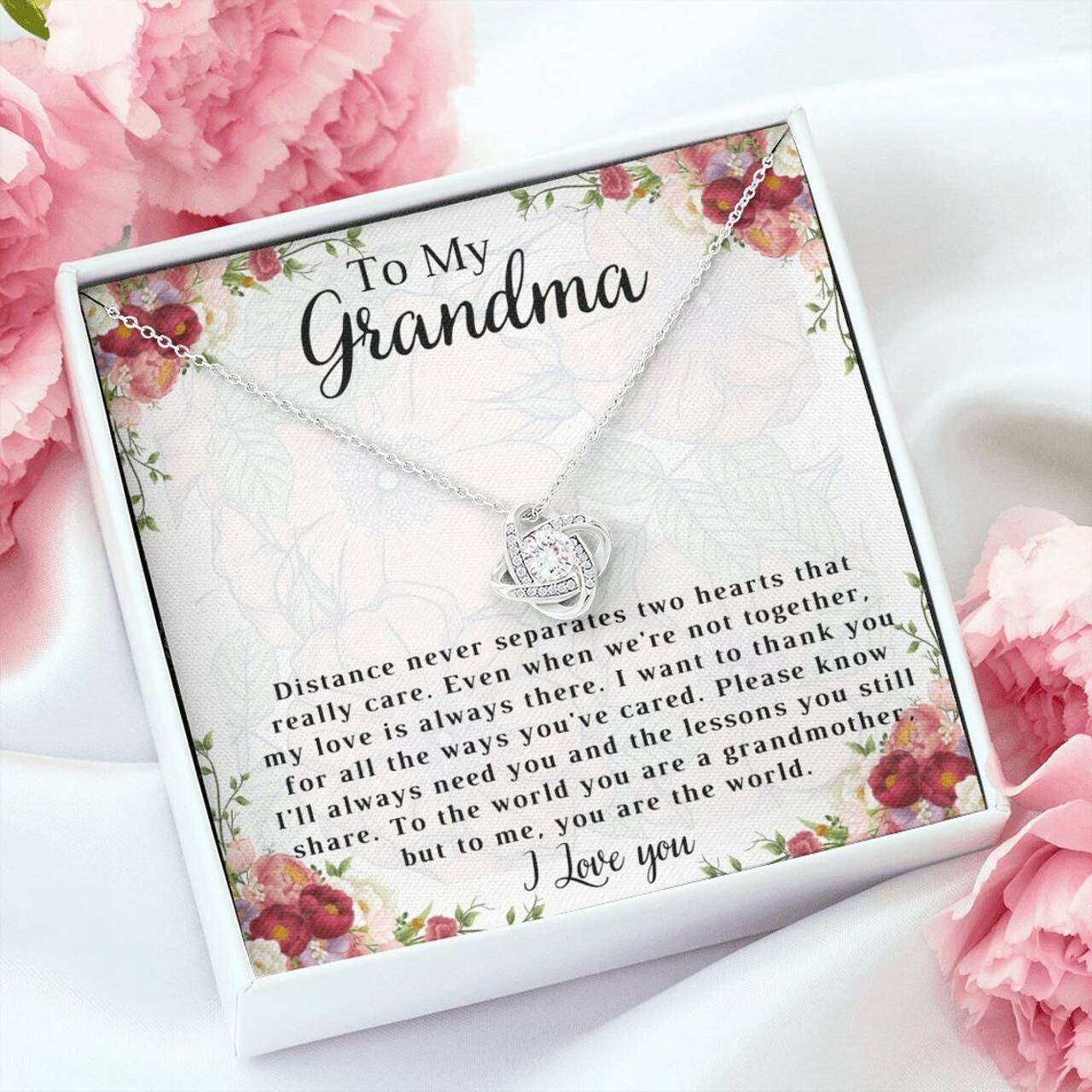 Grandmother Necklace, Gift To My Grandma Necklace Grandmother You’Re The World Gifts for Grandmother Rakva