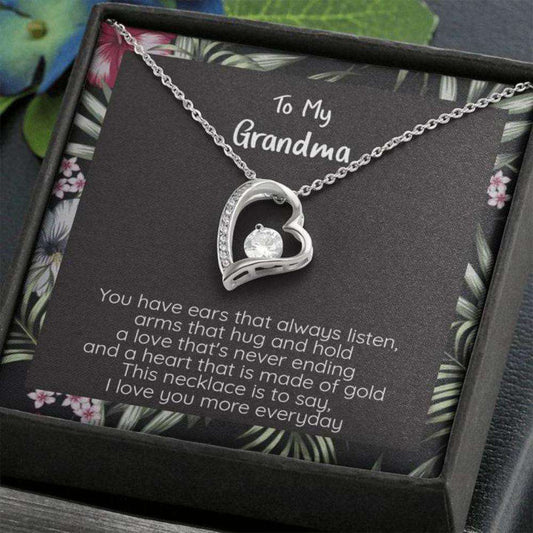 Grandmother Necklace, Grandma Gift, I Love You More Every Day Cz Heart Necklace Gifts for Grandmother Rakva