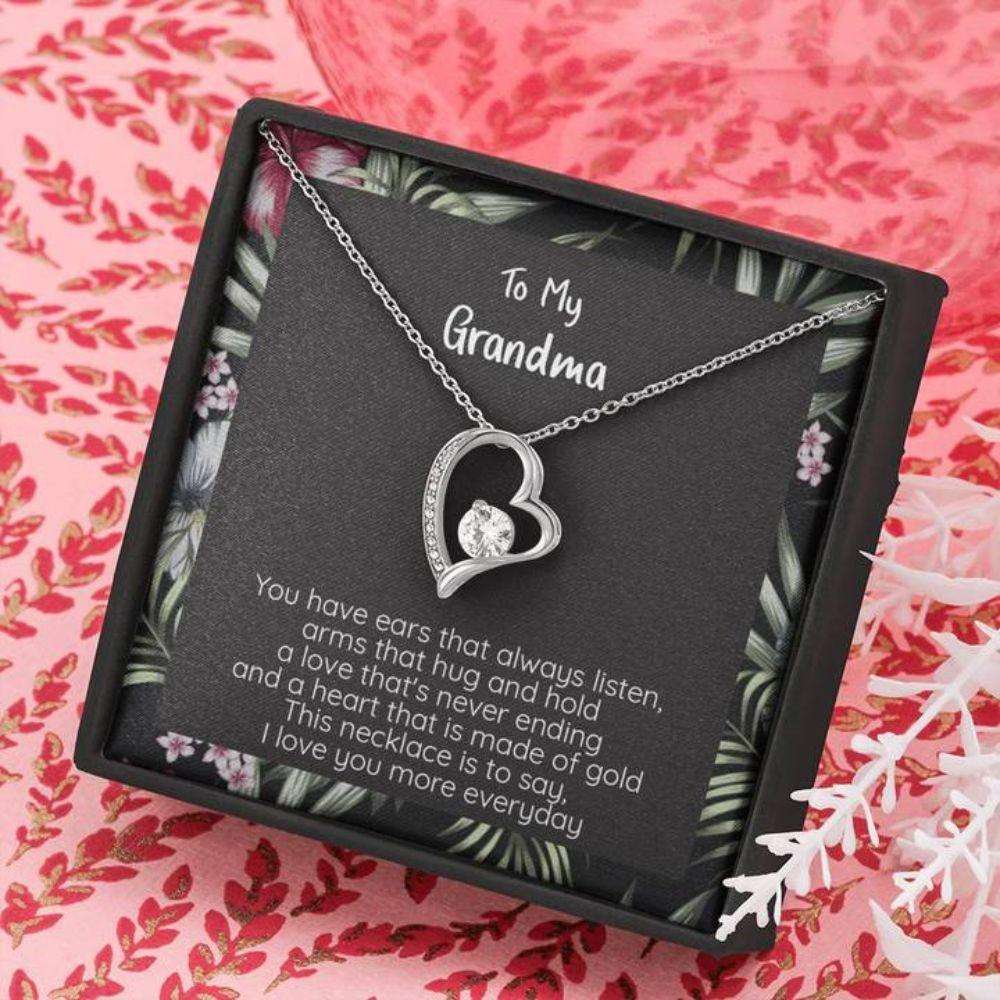 Grandmother Necklace, Grandma Gift, I Love You More Every Day Cz Heart Necklace Gifts for Grandmother Rakva