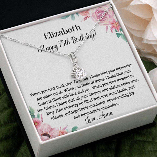 Grandmother Necklace, Happy 75Th Birthday Necklace For Woman, Meaningful Gift For Turning 75 Year-Old, Anniversary Gift For 75Th Birthday For Her Gifts for Grandmother Rakva