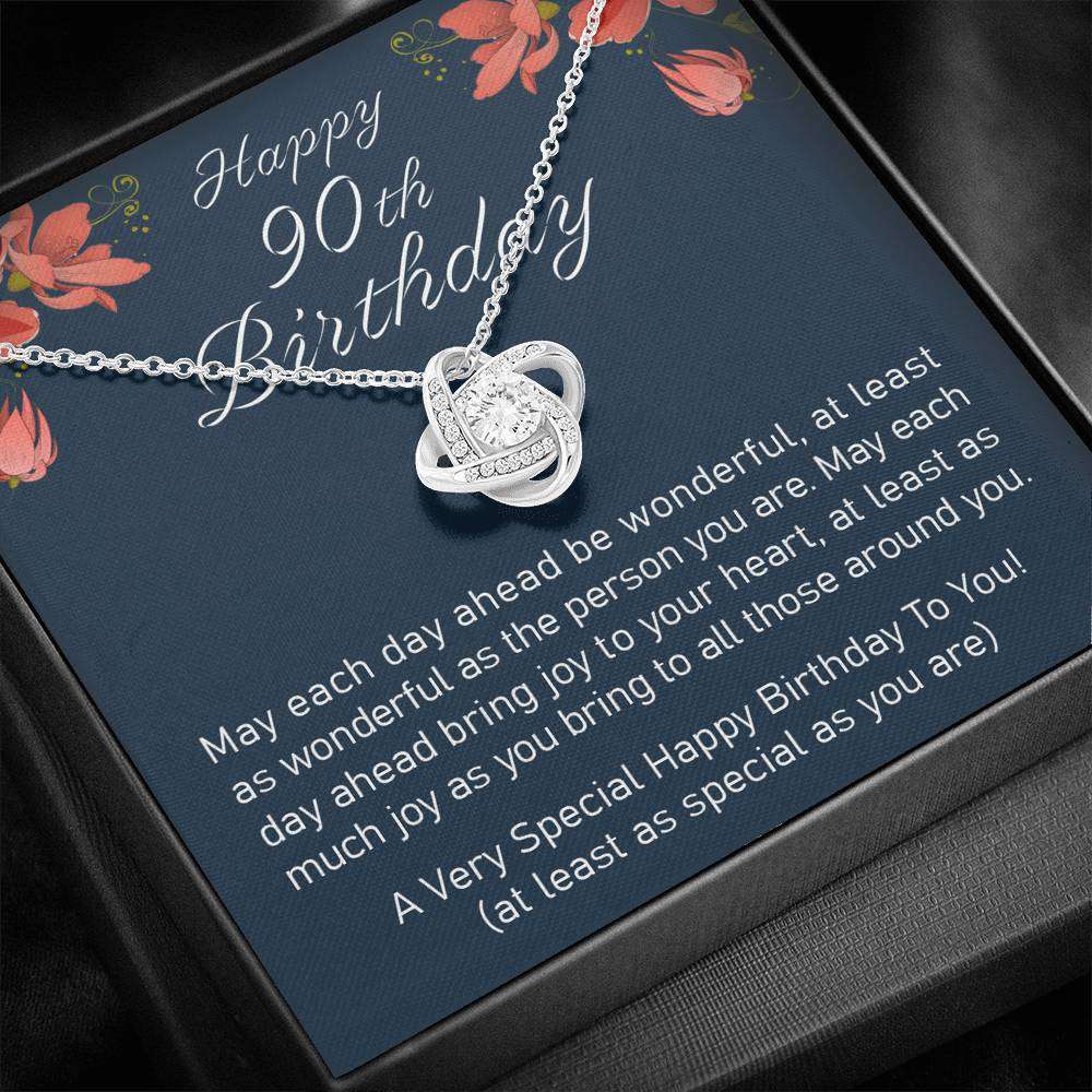 Grandmother Necklace, Happy 90Th Birthday “ Love Knot Necklace, Gift For Grandma Gifts for Grandmother Rakva