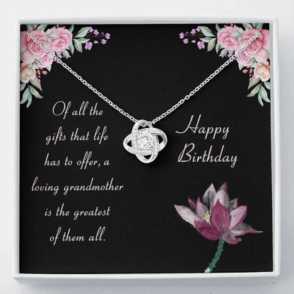 Grandmother Necklace, Loving Grandmother Happy Birthday Love Knot Necklace Gifts for Grandmother Rakva