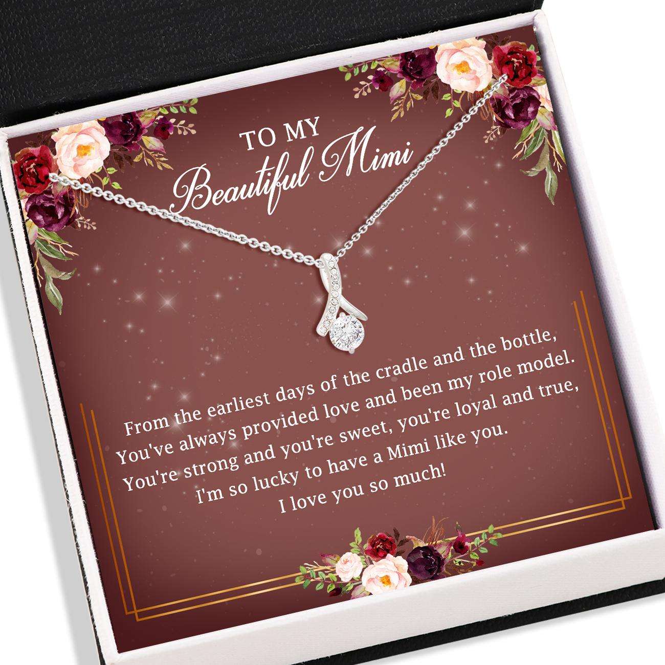 Grandmother Necklace, Mimi Necklace “ To My Beautiful Mimi Necklace Card “ Jewelry For Grandma, Mimi Gifts V1 Gifts for Grandmother Rakva