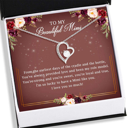 Grandmother Necklace, Mimi Necklace “ To My Beautiful Mimi Necklace Card “ Jewelry For Grandma, Mimi Gifts V2 Gifts for Grandmother Rakva