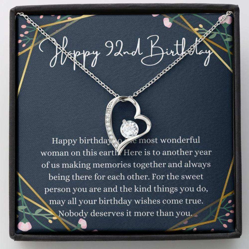 Grandmother Necklace, Mom Necklace, Happy 92Nd Birthday Necklace, Gift For 92Nd Birthday, 92 Years Old Birthday Woman Gifts for Grandmother Rakva