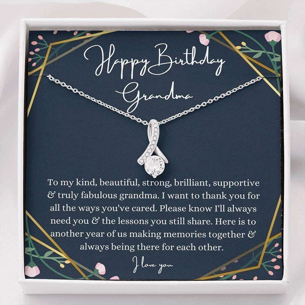 Grandmother Necklace, Petit Ribbon Necklace Grandma Birthday Gift From Granddaughter Grandson Gifts For Daughter Rakva