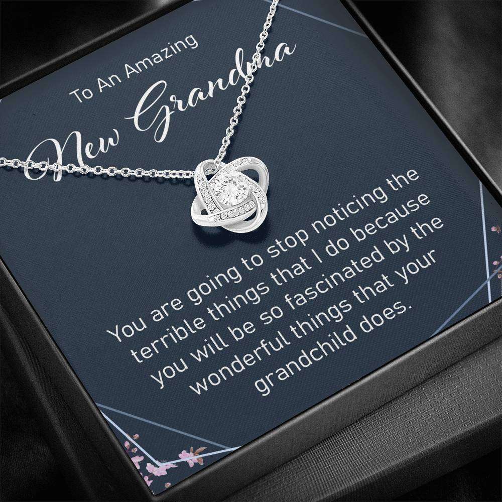 Grandmother Necklace, Pregnancy Reveal Gift For New Grandmother Love Knot Necklace Gifts for Grandmother Rakva