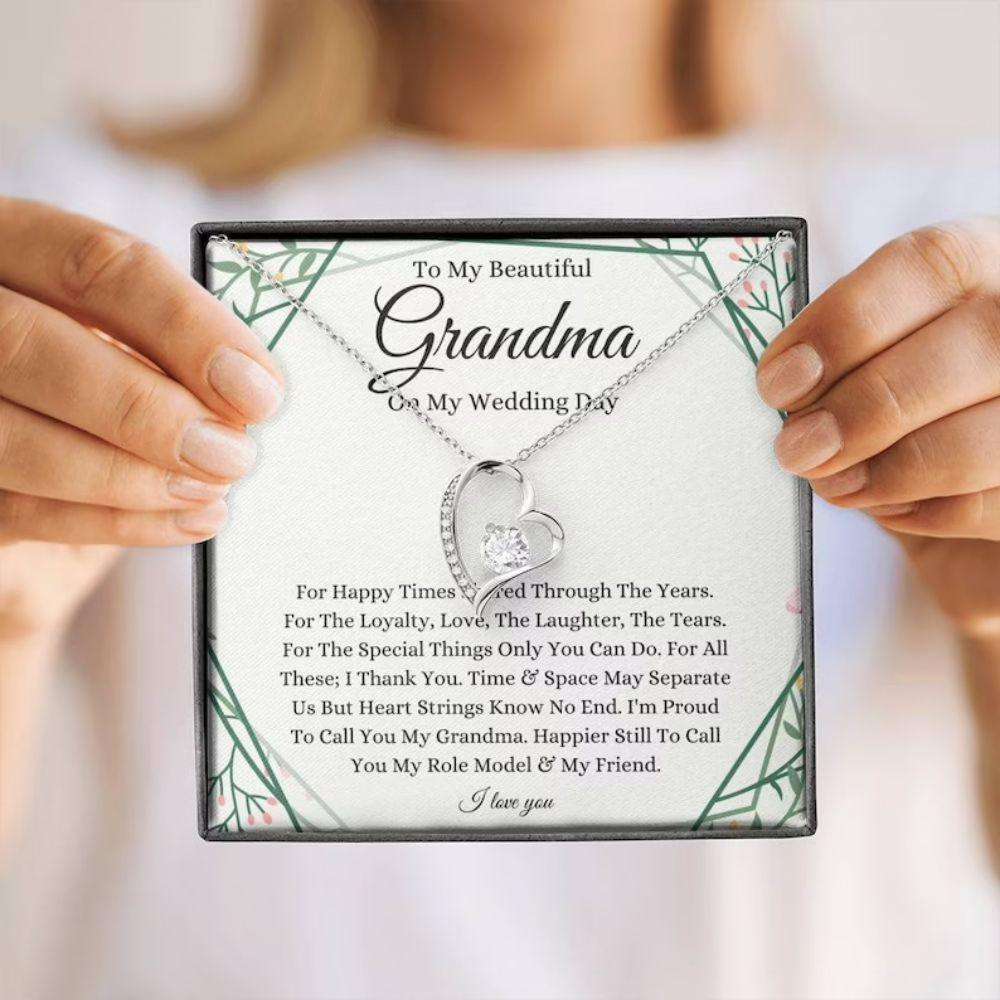 Grandmother Necklace, To Grandma On My Wedding Day Necklace, Gift For Grandmother Of The Bride From Granddaughter Bride Gifts For Daughter Rakva