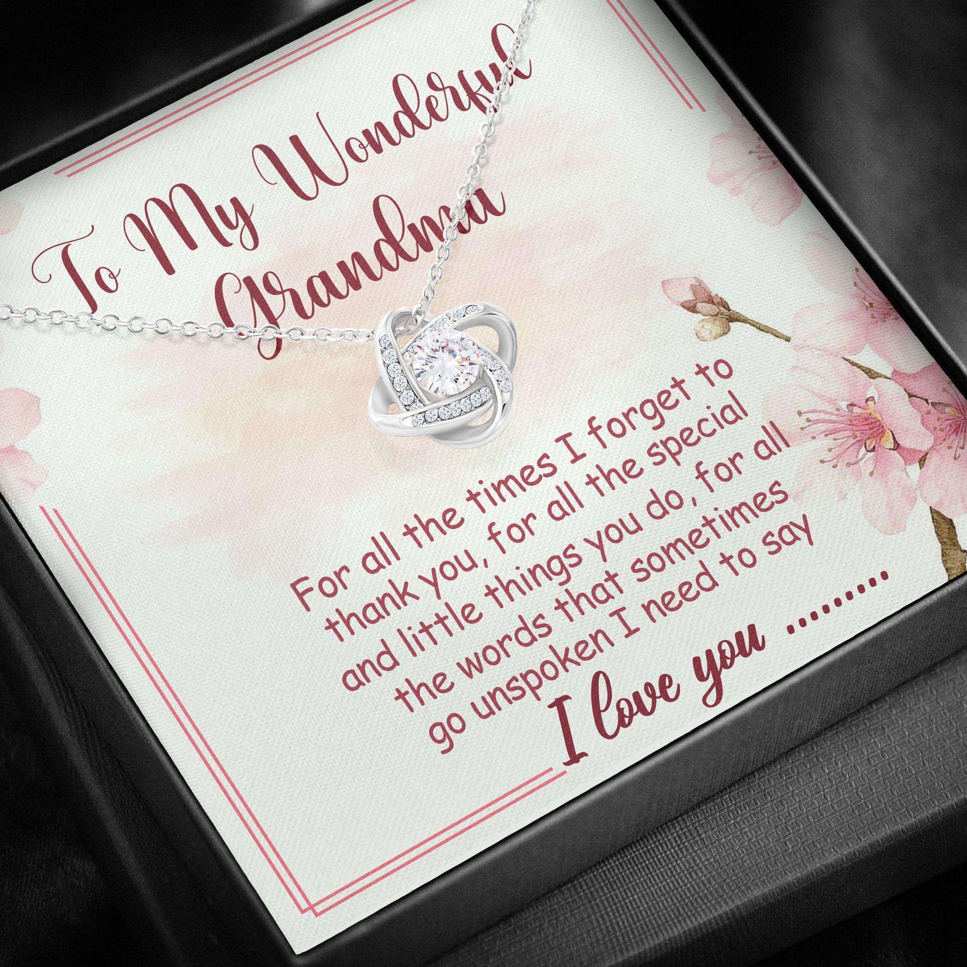 Grandmother Necklace, To My Wonderful Grandma “ Love Knots Necklace Gifts for Grandmother Rakva